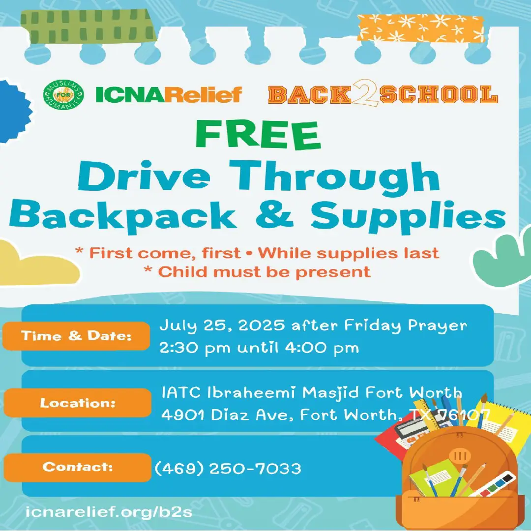 Free drive through backpack and Supplies
